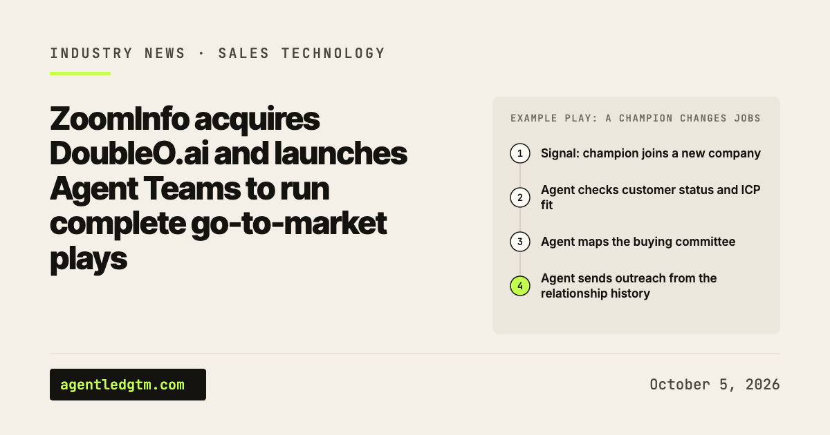 ZoomInfo acquires DoubleO.ai and launches Agent Teams to run complete go-to-market plays